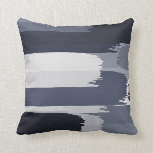 Indigo Gray Blue Pinselstriche Kissen