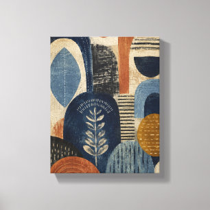 Indigo Handblock-Rhythmus – Textiles Abstrakt Leinwanddruck