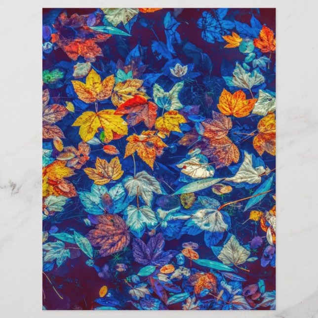 Indigo-Herbstlaub wirbeln Muster Scrapbook-Papier (Vorderseite)