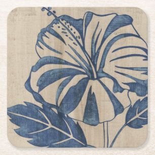 Indigo-Hibiskus Rechteckiger Pappuntersetzer