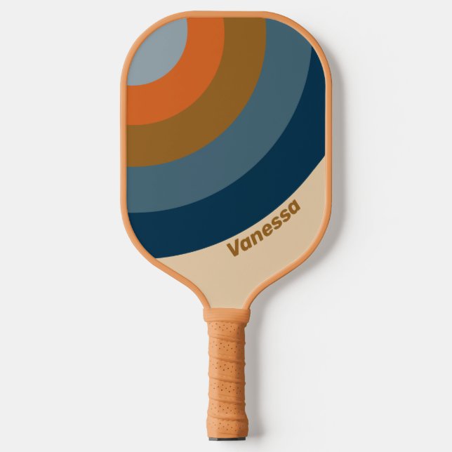 Indigo Horizon Circle Stripe with Name Pickleball Schläger (Vorderseite)