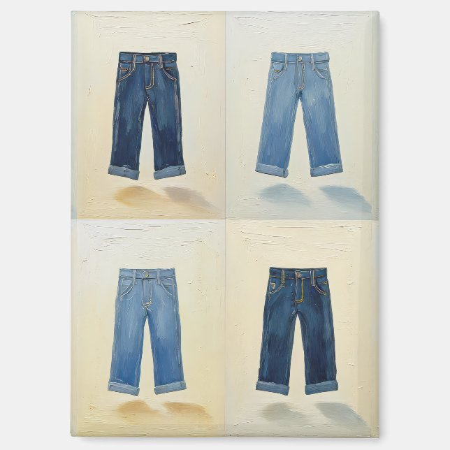 Indigo Icons Painterly Denim Art Denimhead Magnet (Vorderseite)