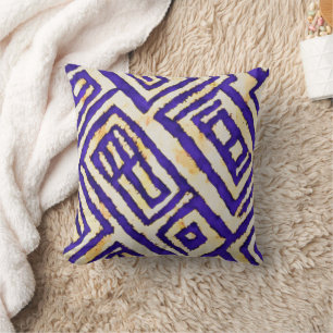 Indigo Ikat Wasserfarbe Kissen