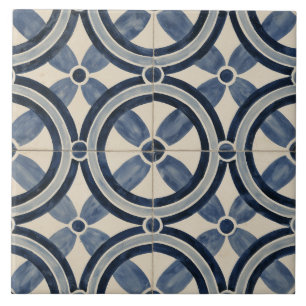 Indigo ineinandergreifender Kreis geometrisch Fliese