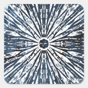 Indigo Ink Radial Motif Quadratischer Aufkleber