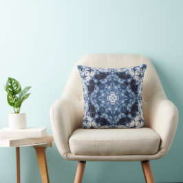 Indigo-Kaleidoskop-Shibori-Tie-Dye-Muster Kissen