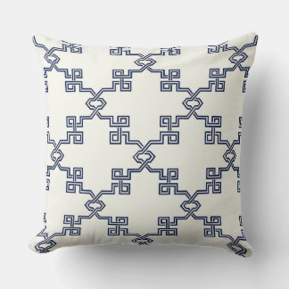 Indigo Lattice Designer Pillow Kissen