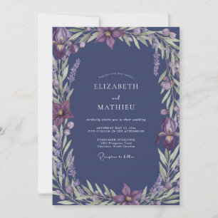 Indigo-Lavendel-Rebe-Hochzeit Einladung