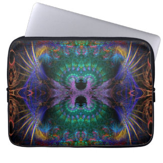 Indigo Lila Green Fraktal Feather Laptopschutzhülle