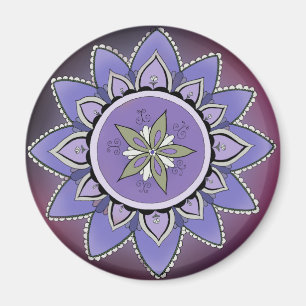 Indigo-Lotus-Magnet (rund) Magnet