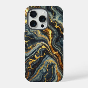 Indigo-Marmor mit goldenen Streifen  iPhone 15 Pro Hülle