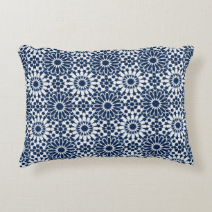 Indigo-marokkanisches geometrisches Stern-Mosaikmu Dekokissen