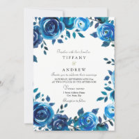 Indigo Midnight Blue Floral Wreath Wedite