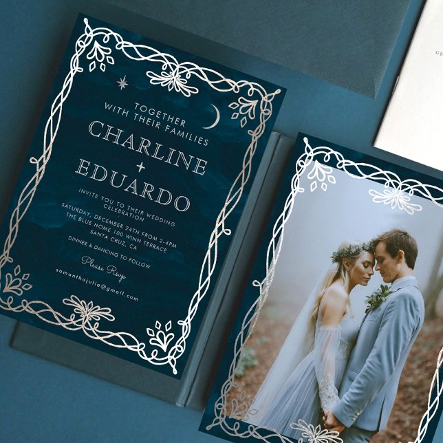 Indigo Mittelalterliches Silberfest Hochzeit Einla Einladung (Von Creator hochgeladen)