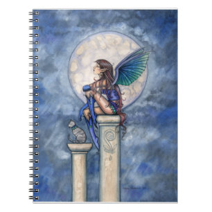 Indigo Mond Fantasy Feeen und Katzen Notizbuch Notizblock