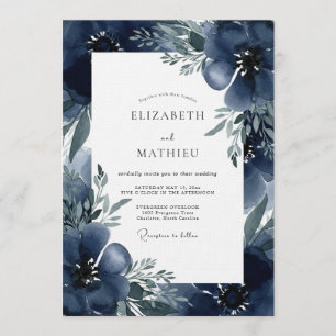 Indigo Moody Bloom Hochzeit Einladung