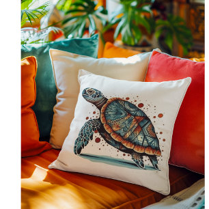 Indigo-Mosaik-Meereschildkröte Kissen