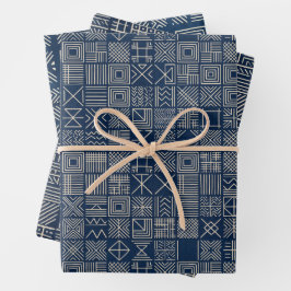 Indigo Mudcloth | Artisan-Mosaik-Set von Geschenkpapier Set