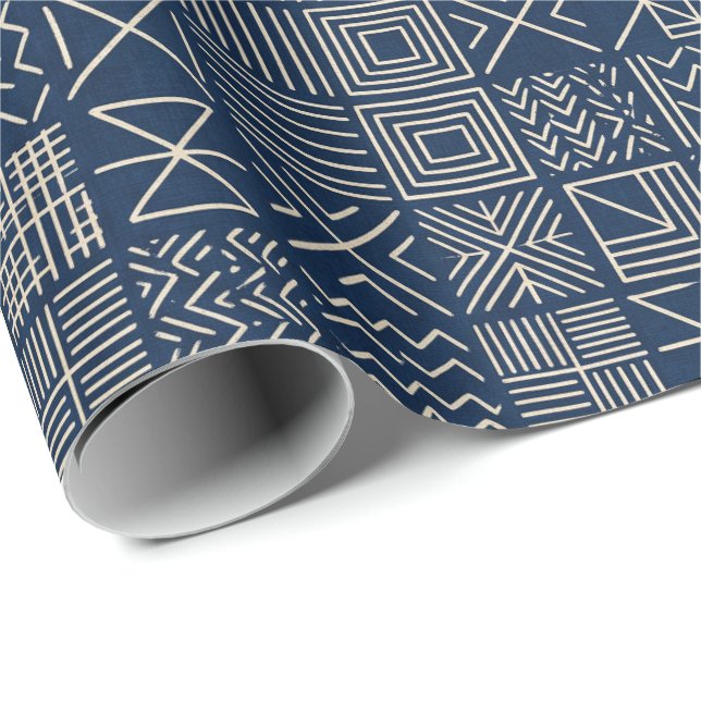 Indigo Mudcloth | Artisan Weave Geschenkpapier (Rolleneckpunkt)