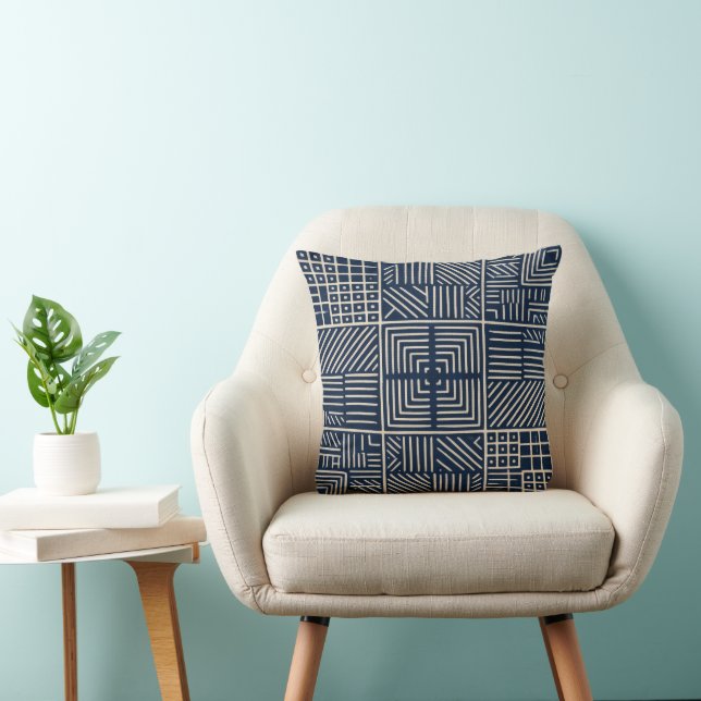 Indigo Mudcloth | Symmetrie Kissen (Stuhl )