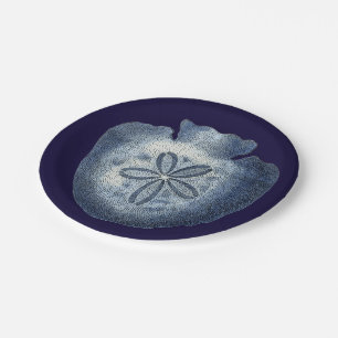 Indigo-Muscheln III Pappteller