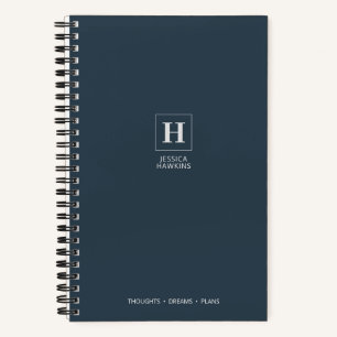 Indigo Navy Blue Classic Monogram Notizbuch