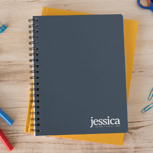 Indigo Navy Blue Rounded Modern Typografy Notizbuch