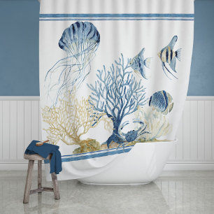Indigo Ocean Underwater Sea Life Angelfish Duschvorhang