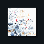 Indigo & Ochre - Aquarellfarben-Blume Leinwanddruck<br><div class="desc">Indigo & Ochre II von Victoria Borges. Die Aquarellfarben sind in verschiedenen Blautönen mit Akzenten gehalten.</div>