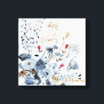 Indigo & Ochre - Aquarellfarben-Blume Leinwanddruck<br><div class="desc">Indigo & Ochre II von Victoria Borges. Die Aquarellfarben sind in verschiedenen Blautönen mit Akzenten gehalten.</div>