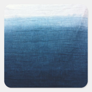 Indigo Ombre verblaßt Bad gefärbtes Shibori Quadratischer Aufkleber