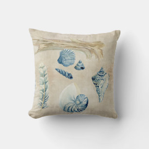 Indigo-Ozean-StrandSketchbookwatercolor-Muscheln Kissen