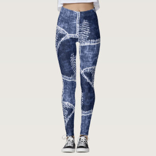 Indigo-Patchwork: Strukturierte Eleganz im Karomus Leggings