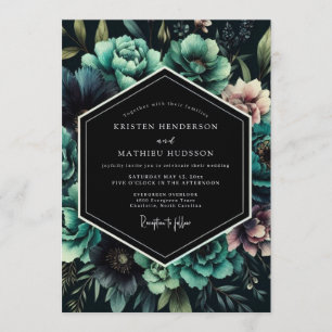 Indigo Penumbral Flora Hochzeit Einladung
