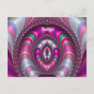 INDIGO ~ PINK 3D-Fraktal Design ~ Postkarte