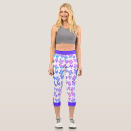 Indigo Pink Lila Cactus Hues Capri Leggings