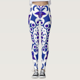 Indigo Portugiesisch Azulejos Blau und Weiße Flies Leggings