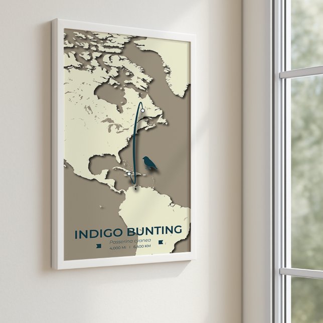 Indigo-Rangiermigrationskarte - Minimalistisch Vin Poster (Von Creator hochgeladen)