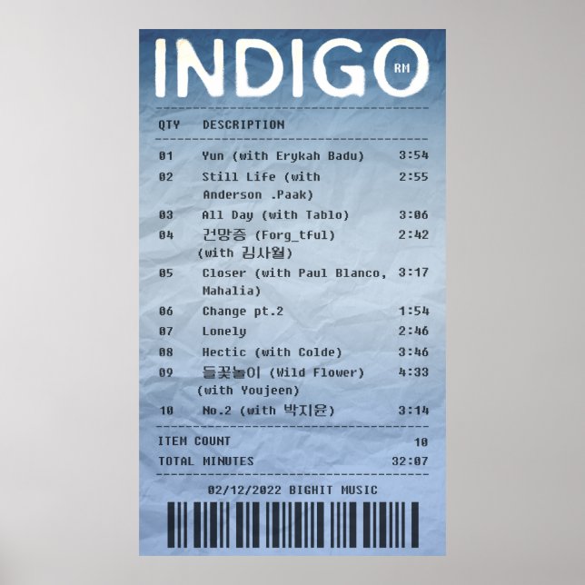 INDIGO/RM - Album Poster (Vorne)