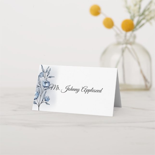 Indigo Romance Hochzeitsplatzkarten Platzkarte (Vorderseite)