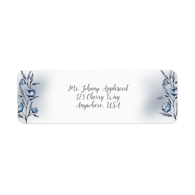 Indigo Romance Wedding Return Address Labels (Vorne)