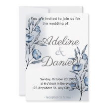Indigo-Romantik-Hochzeitseinladungen