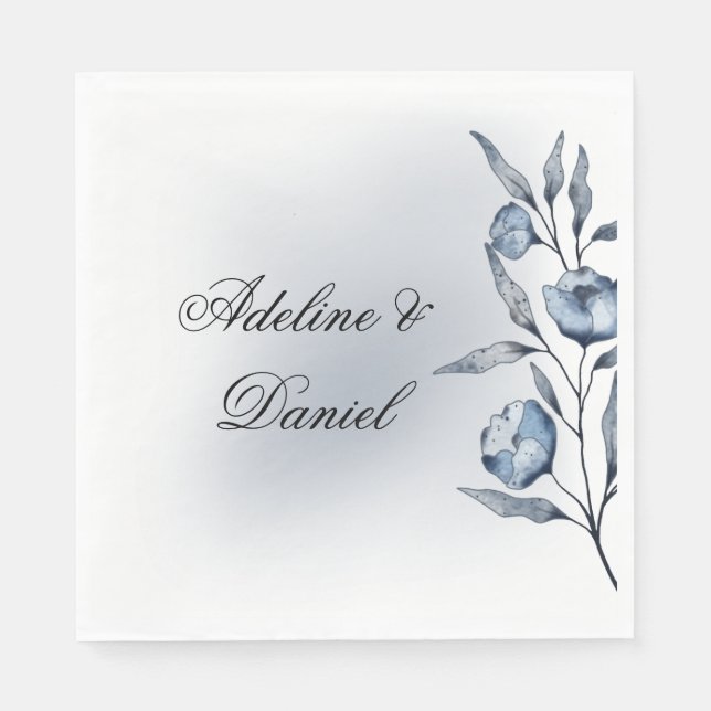 Indigo Romantik Hochzeitsempfang Servietten (Vorderseite)