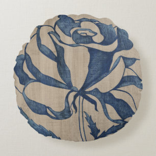 Indigo-Rose Rundes Kissen