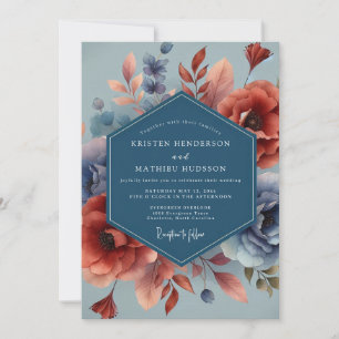 Indigo-Rost Hochzeit im Herbst Einladung