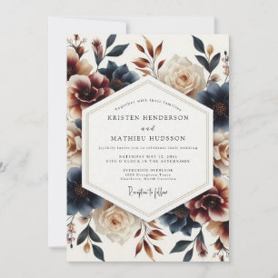 Indigo-Rost Painterly Bloom Hochzeit Einladung