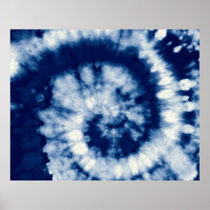 Indigo Round. Bohemische Gefärbte Krawatte. Blue R Poster