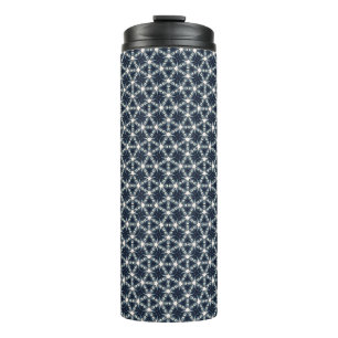 Indigo-Schnee-Blüten-Gitter Thermosbecher