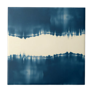 Indigo Shibori Abstrakte Moderne Horizontal Fliese
