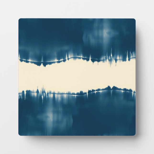 Indigo Shibori Abstrakte Moderne Horizontal Fotoplatte (Vorderseite)
